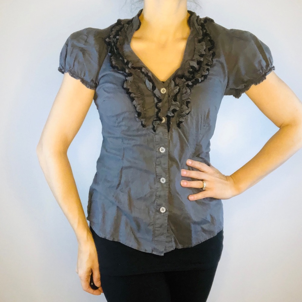 Anthropologie Odille blouse, sz 4, puffed sleeves